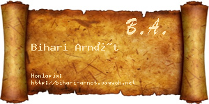 Bihari Arnót névjegykártya